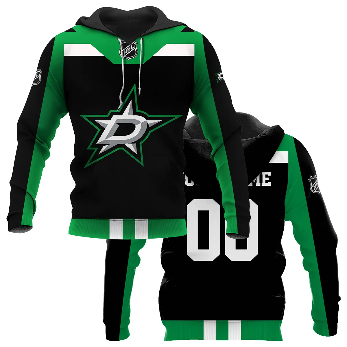 Custom Name & Number NHL Dallas Stars Exclusive All Over Prints HONHL3110A01DSHD - Hoodie