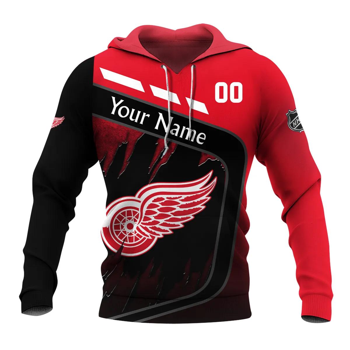 Custom Name & Number NHL Detroit Red Wings Exclusive All Over Prints BLNHL311024A1DRWHD - Hoodie - Image 2