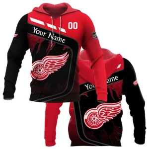 Custom Name &amp; Number NHL Detroit Red Wings Exclusive All Over Prints BLNHL311024A1DRWHD - Hoodie