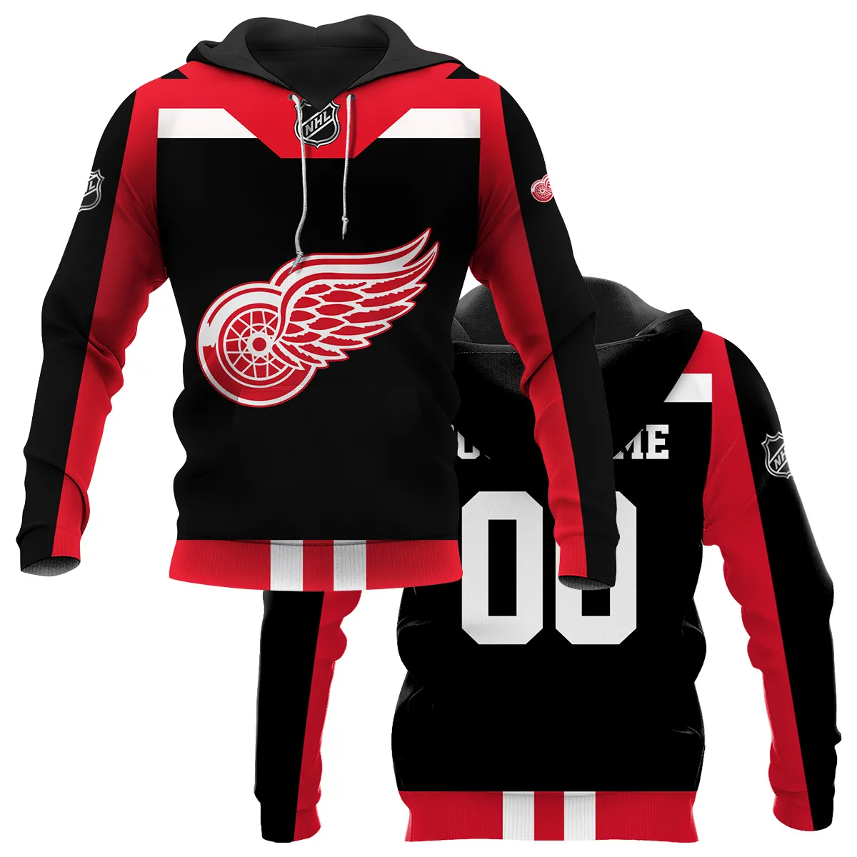 Custom Name & Number NHL Detroit Red Wings Exclusive All Over Prints HONHL3110A01DRWHD - Hoodie