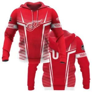 Custom Name &amp; Number NHL Detroit Red Wings Exclusive All Over Prints QTNHL311024A1DRWHD - Hoodie
