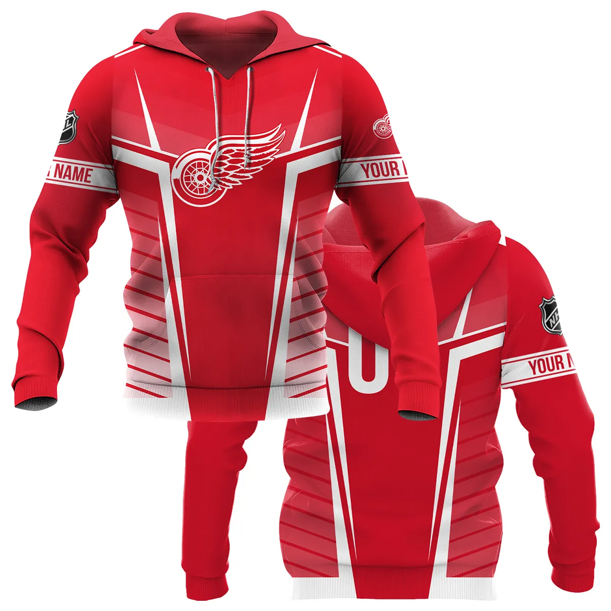 Custom Name & Number NHL Detroit Red Wings Exclusive All Over Prints QTNHL311024A1DRWHD - Hoodie