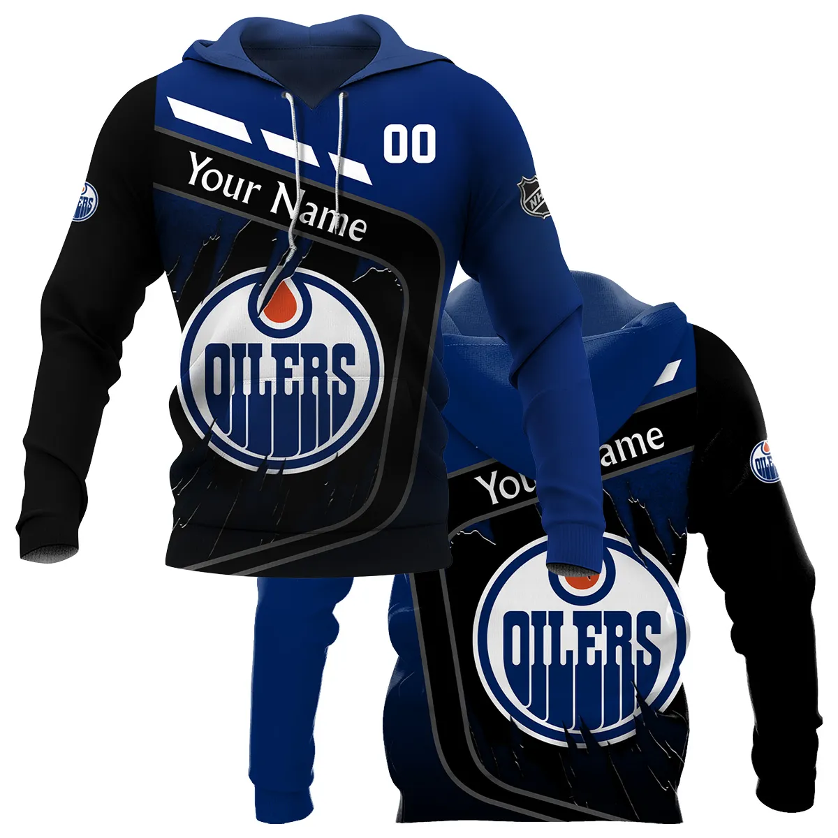 Custom Name & Number NHL Edmonton Oilers Exclusive All Over Prints BLNHL311024A1EOHD - Hoodie