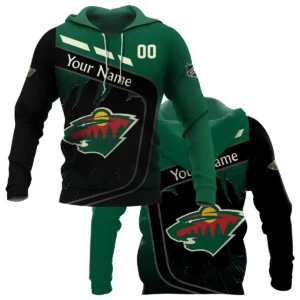 Custom Name &amp; Number NHL Minnesota Wild Exclusive All Over Prints BLNHL311024A1MWHD - Hoodie
