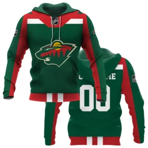 Custom Name &amp; Number NHL Minnesota Wild Exclusive All Over Prints HONHL3110A01MWHD - Hoodie