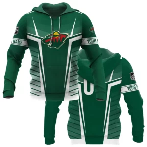 Custom Name &amp; Number NHL Minnesota Wild Exclusive All Over Prints QTNHL311024A1MWHD - Hoodie
