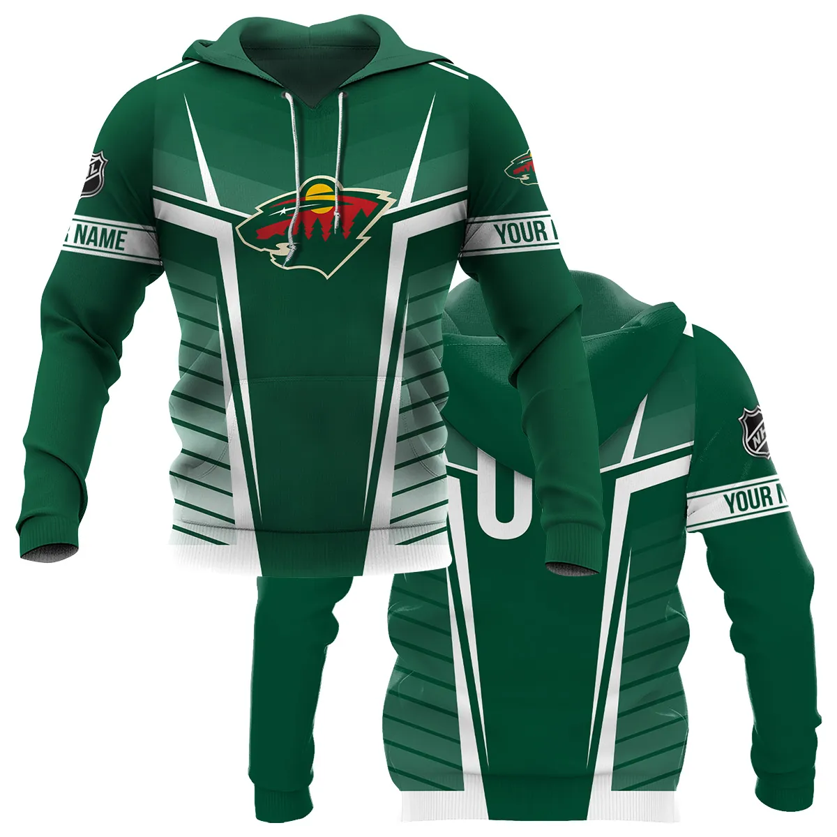 Custom Name & Number NHL Minnesota Wild Exclusive All Over Prints QTNHL311024A1MWHD - Hoodie
