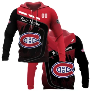 Custom Name &amp; Number NHL Montreal Canadiens Exclusive All Over Prints BLNHL311024A1MCHD - Hoodie