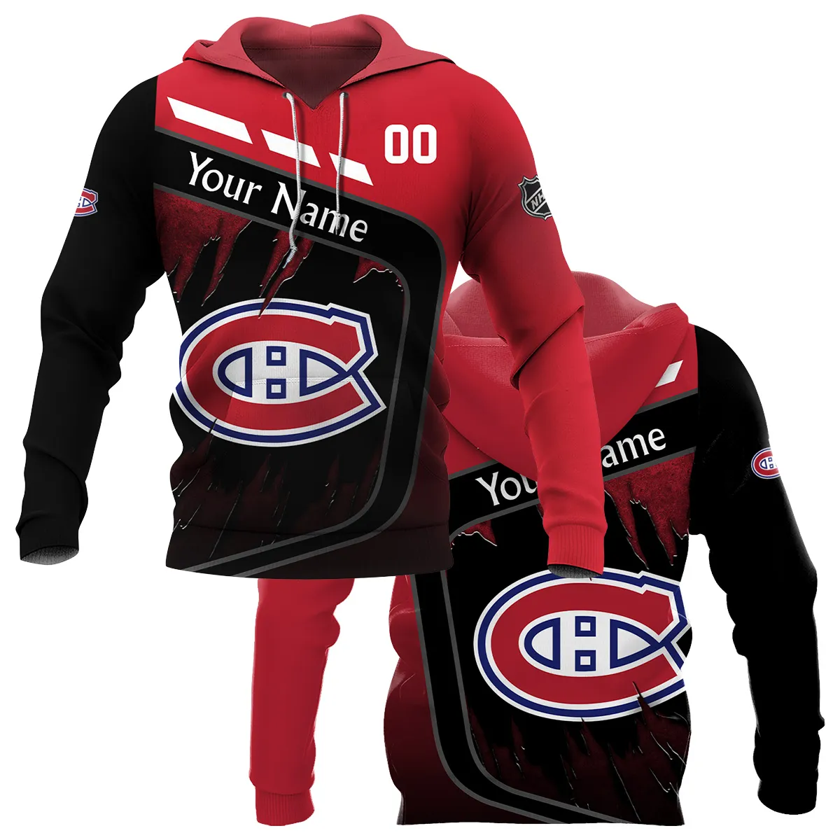 Custom Name & Number NHL Montreal Canadiens Exclusive All Over Prints BLNHL311024A1MCHD - Hoodie