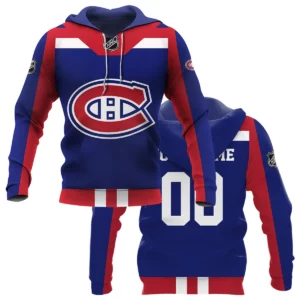 Custom Name &amp; Number NHL Montreal Canadiens Exclusive All Over Prints HONHL3110A01MCHD - Hoodie