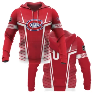 Custom Name &amp; Number NHL Montreal Canadiens Exclusive All Over Prints QTNHL311024A1MCHD - Hoodie