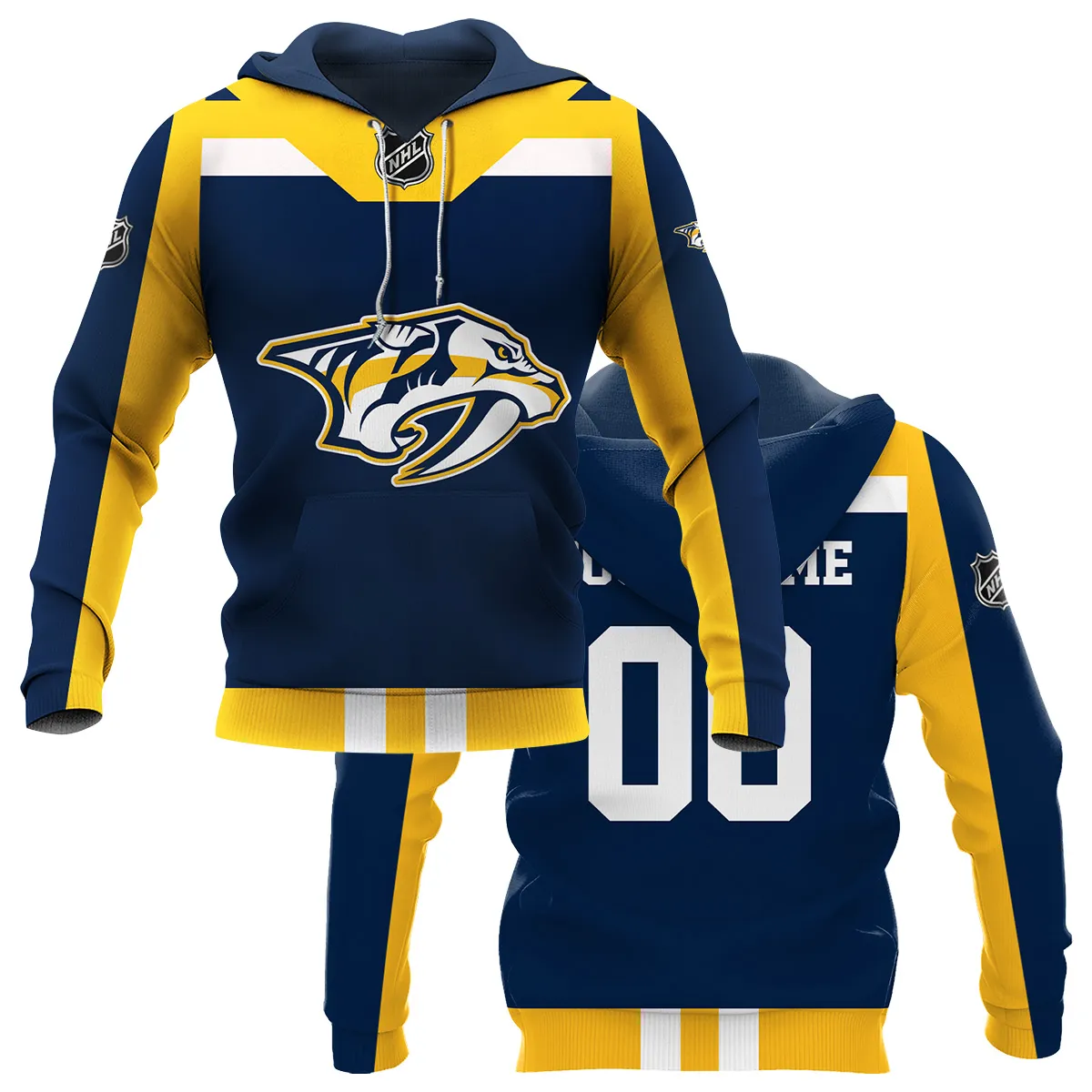 Custom Name & Number NHL Nashville Predators Exclusive All Over Prints HONHL3110A01NPHD - Hoodie