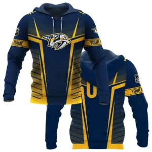Custom Name &amp; Number NHL Nashville Predators Exclusive All Over Prints QTNHL311024A1NPHD - Hoodie