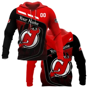 Custom Name &amp; Number NHL New Jersey Devils Exclusive All Over Prints BLNHL311024A1NJDHD - Hoodie