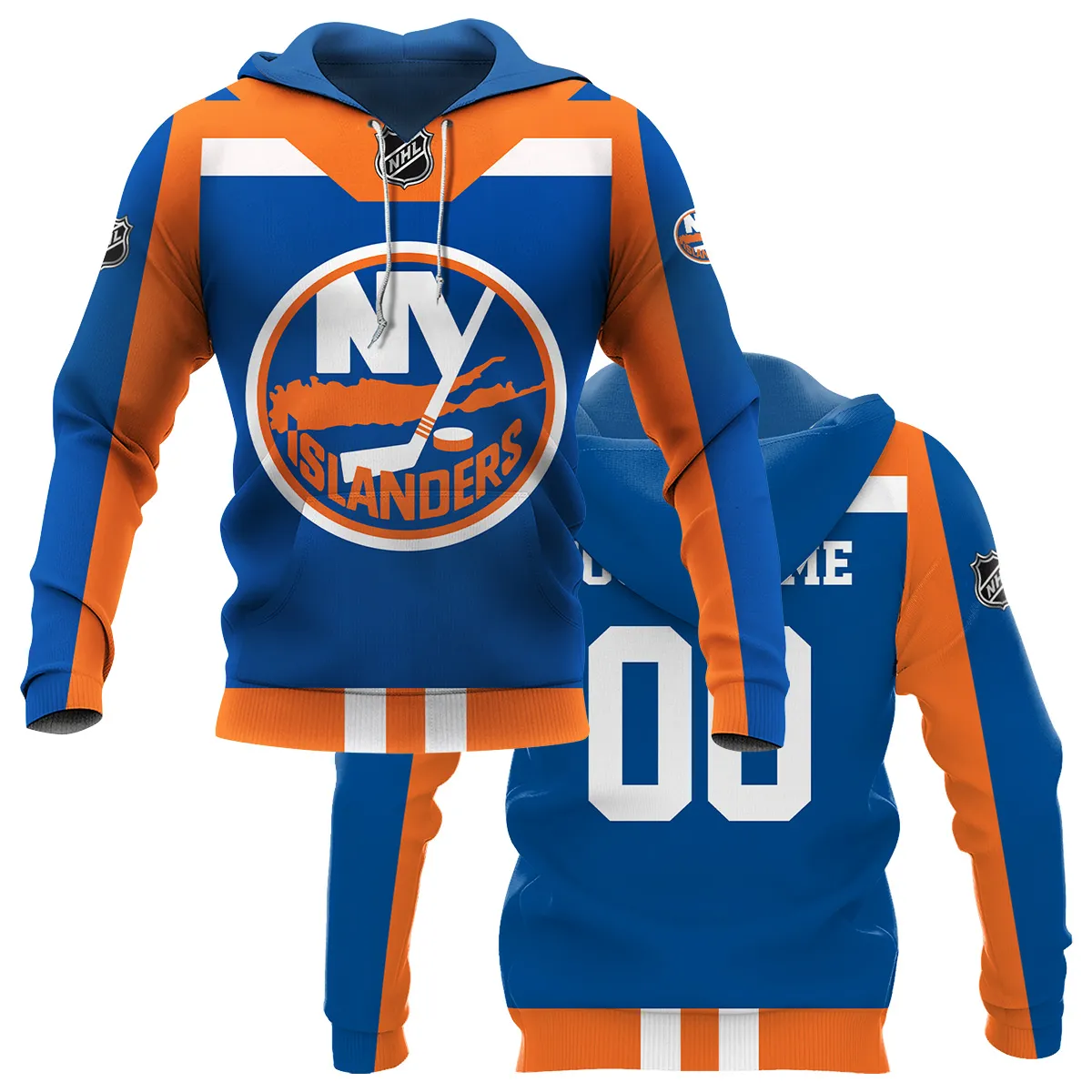 Custom Name & Number NHL New York Islanders Exclusive All Over Prints HONHL3110A01NYIHD - Hoodie