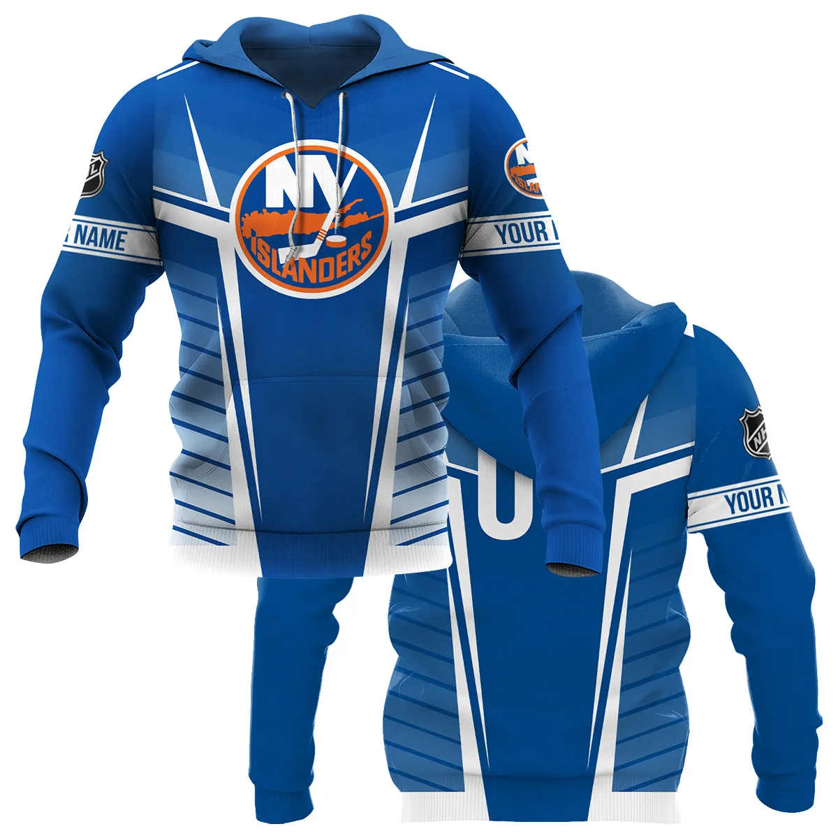 Custom Name & Number NHL New York Islanders Exclusive All Over Prints QTNHL311024A1NYIHD - Hoodie