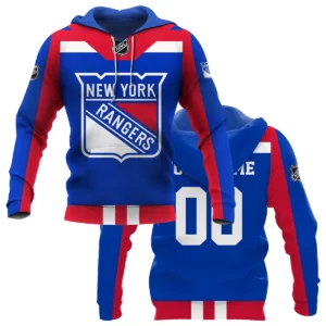 Custom Name &amp; Number NHL New York Rangers Exclusive All Over Prints HONHL3110A01NYRHD - Hoodie