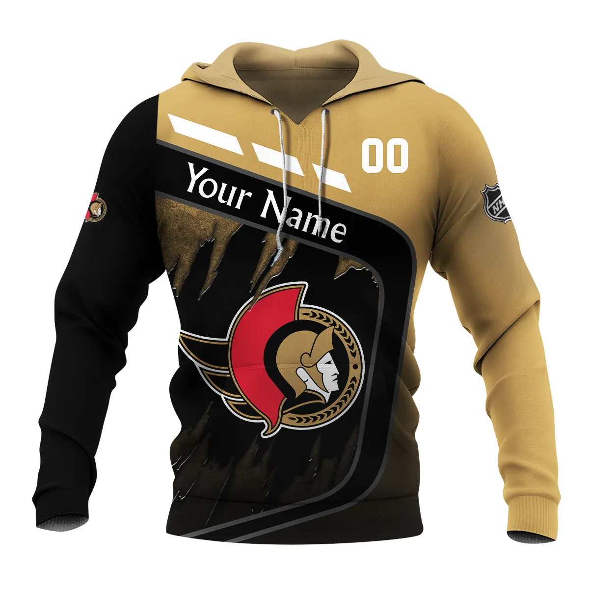 Custom Name & Number NHL Ottawa Senators Exclusive All Over Prints BLNHL311024A1OSHD - Hoodie - Image 2