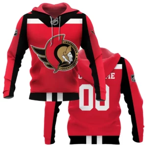 Custom Name &amp; Number NHL Ottawa Senators Exclusive All Over Prints HONHL3110A01OSHD - Hoodie