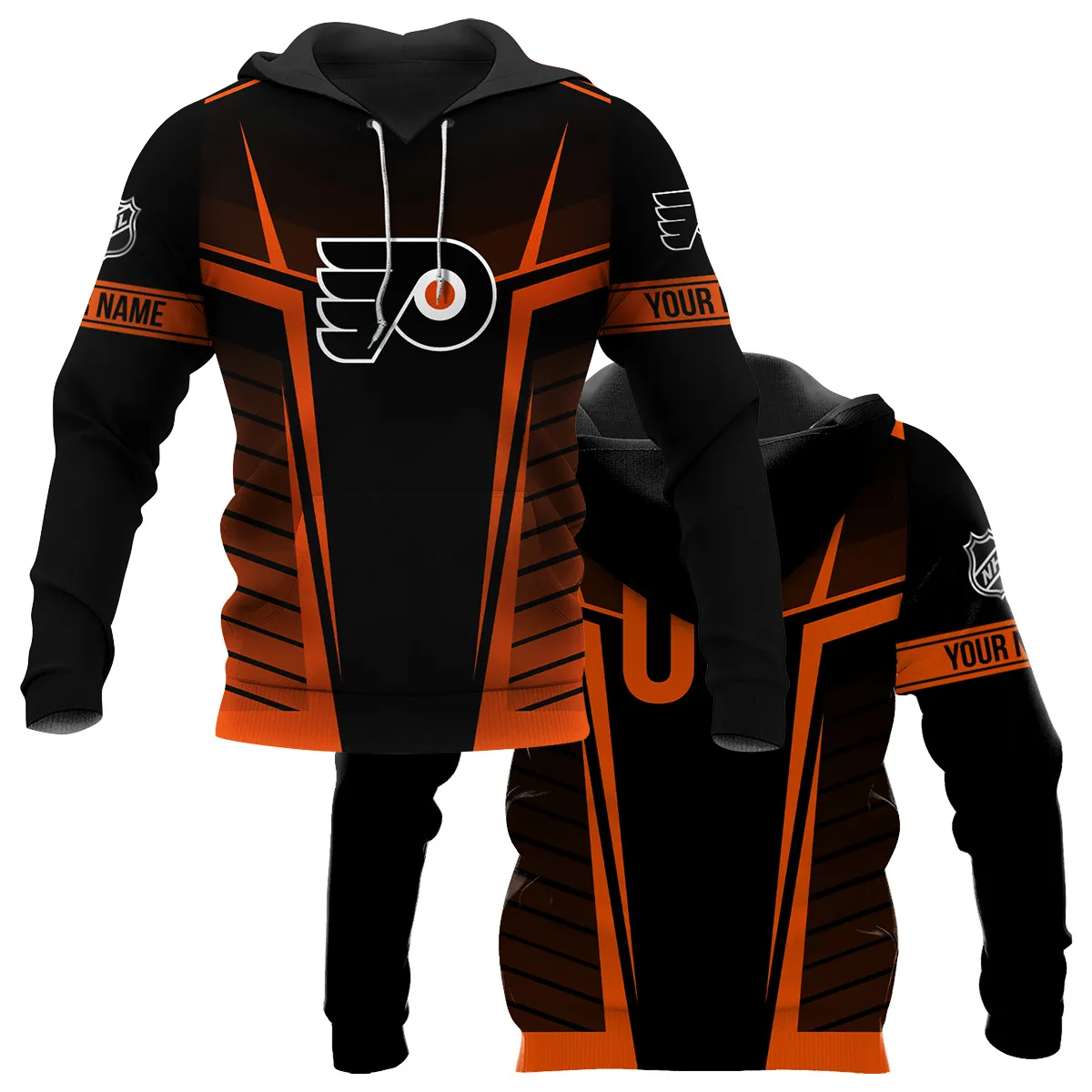 Custom Name & Number NHL Philadelphia Flyers Exclusive All Over Prints QTNHL311024A1PFHD - Hoodie