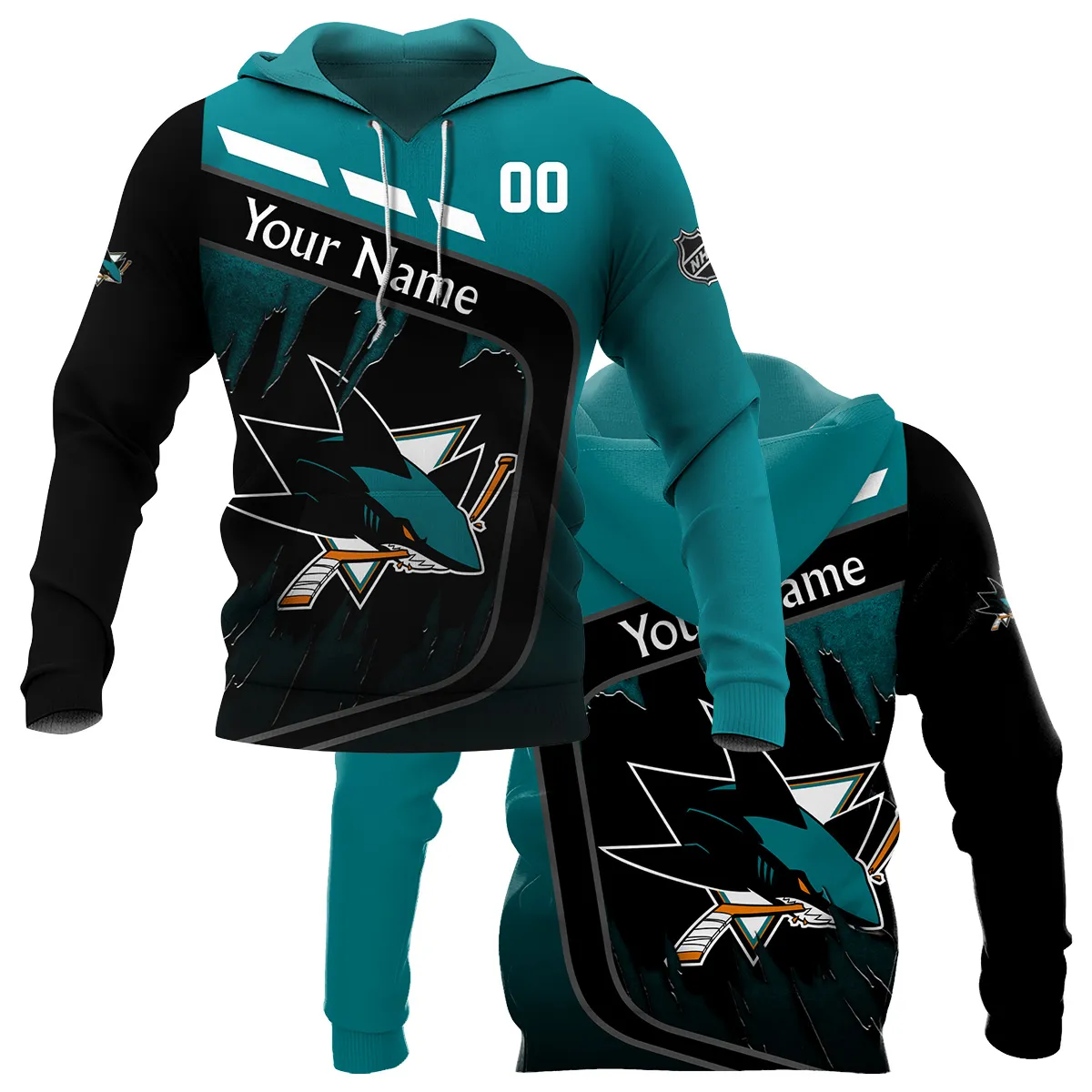 Custom Name & Number NHL San Jose Sharks Exclusive All Over Prints BLNHL311024A1SJSHD - Hoodie