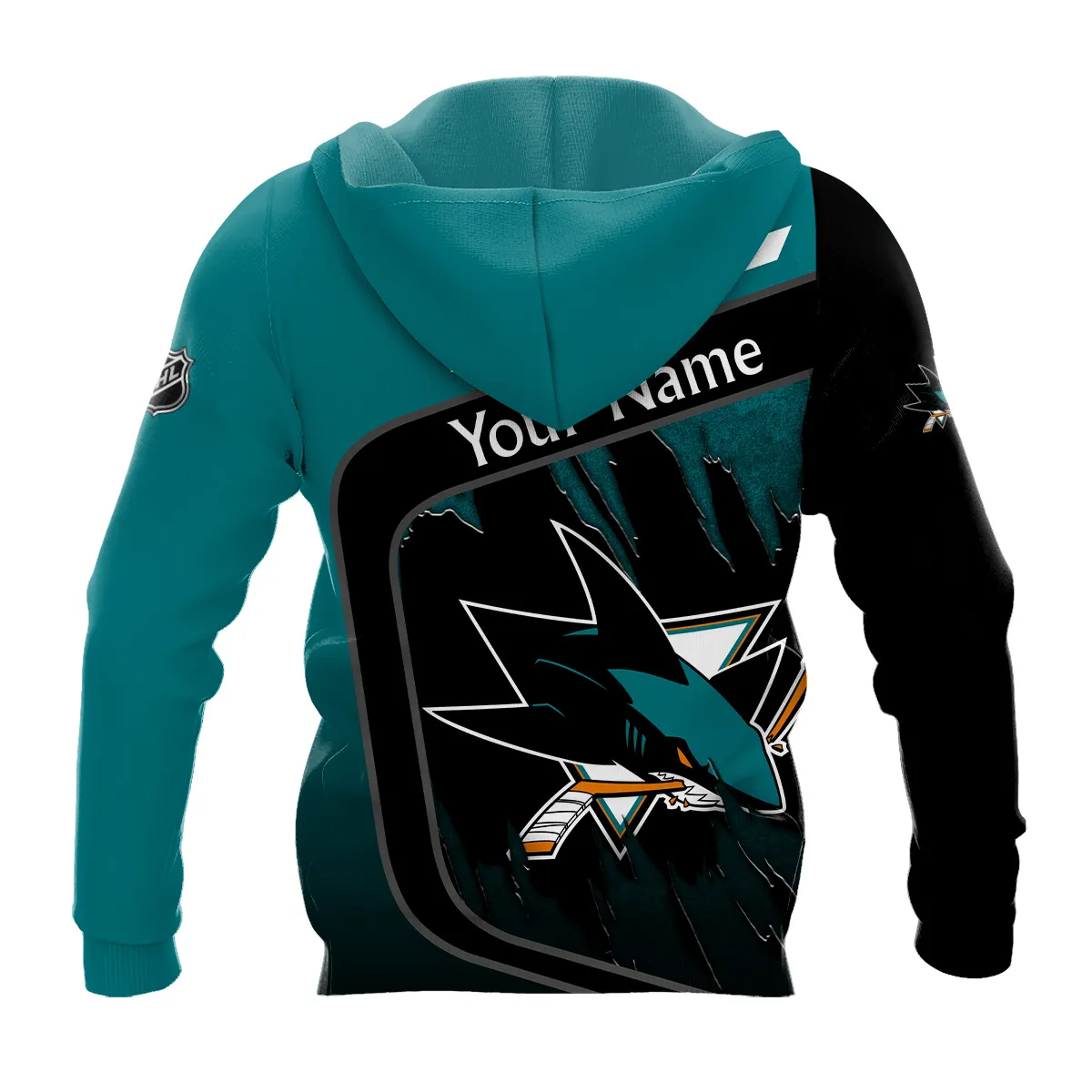 Custom Name & Number NHL San Jose Sharks Exclusive All Over Prints BLNHL311024A1SJSHD - Hoodie - Image 3