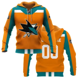 Custom Name &amp; Number NHL San Jose Sharks Exclusive All Over Prints HONHL3110A01SJSHD - Hoodie