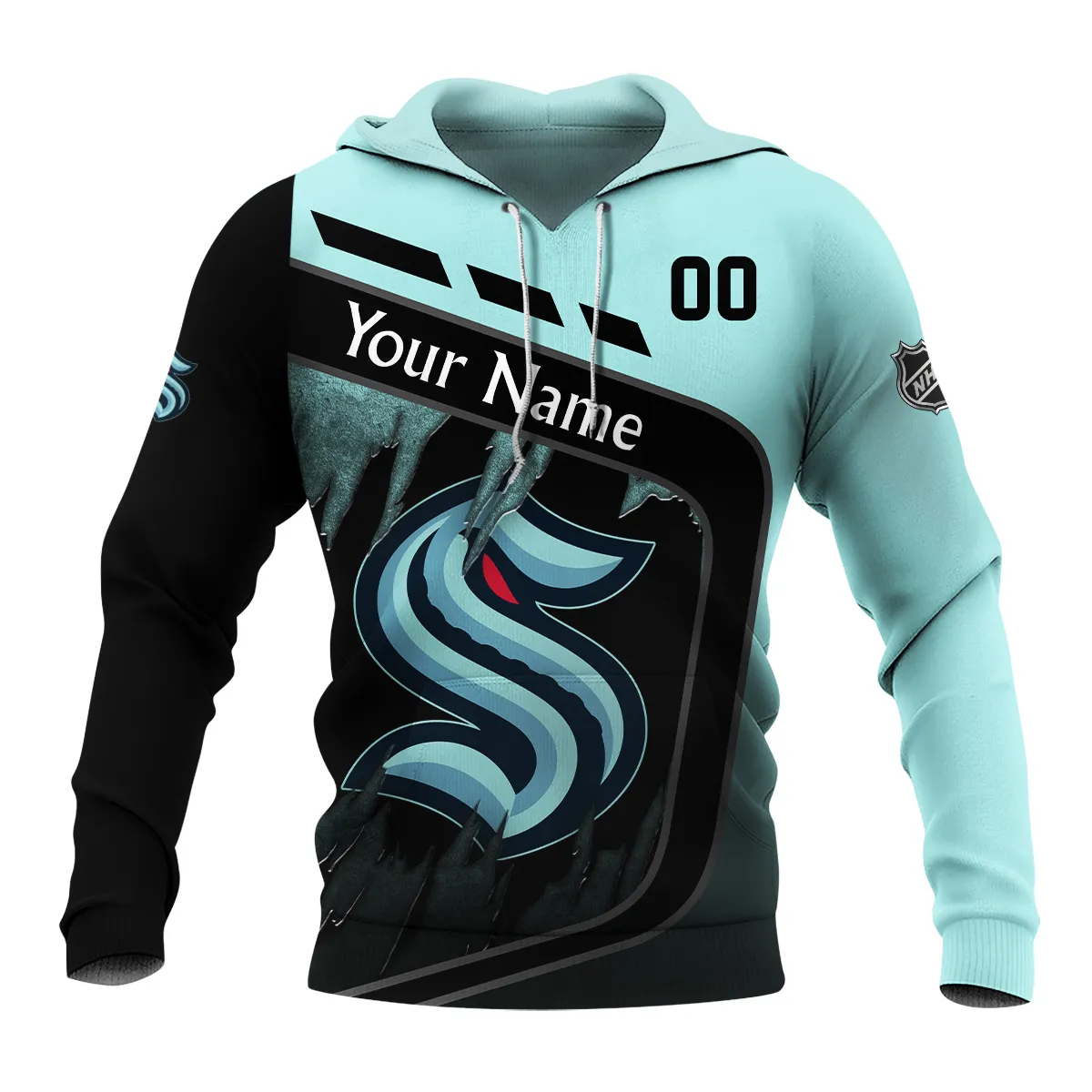 Custom Name & Number NHL Seattle Kraken Exclusive All Over Prints BLNHL311024A1SKHD - Hoodie - Image 2