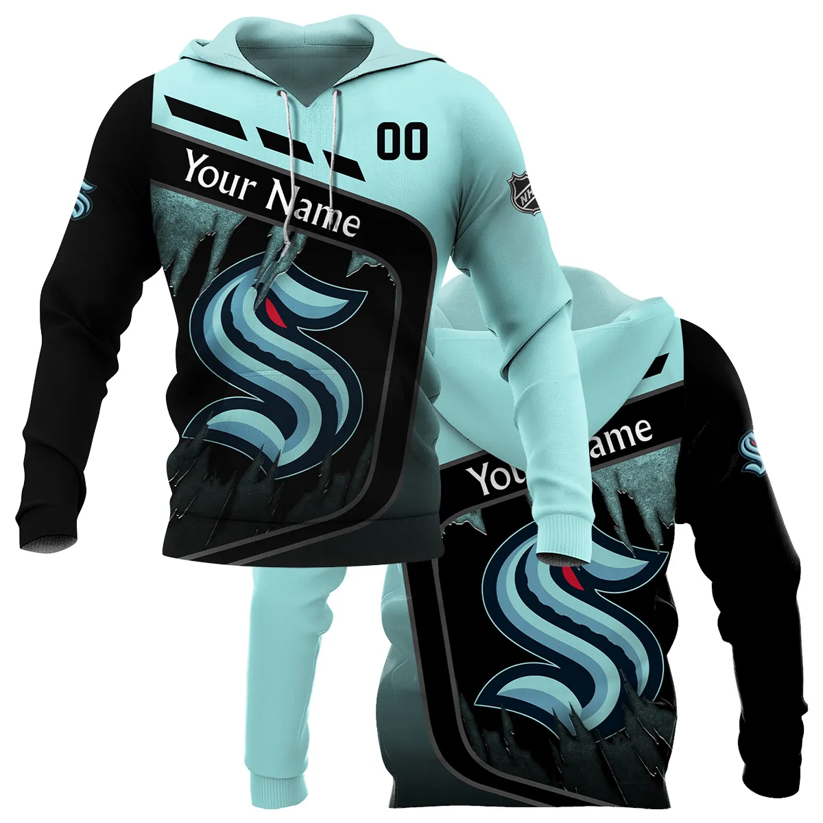 Custom Name & Number NHL Seattle Kraken Exclusive All Over Prints BLNHL311024A1SKHD - Hoodie