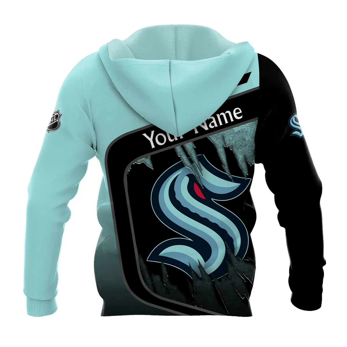 Custom Name & Number NHL Seattle Kraken Exclusive All Over Prints BLNHL311024A1SKHD - Hoodie - Image 3