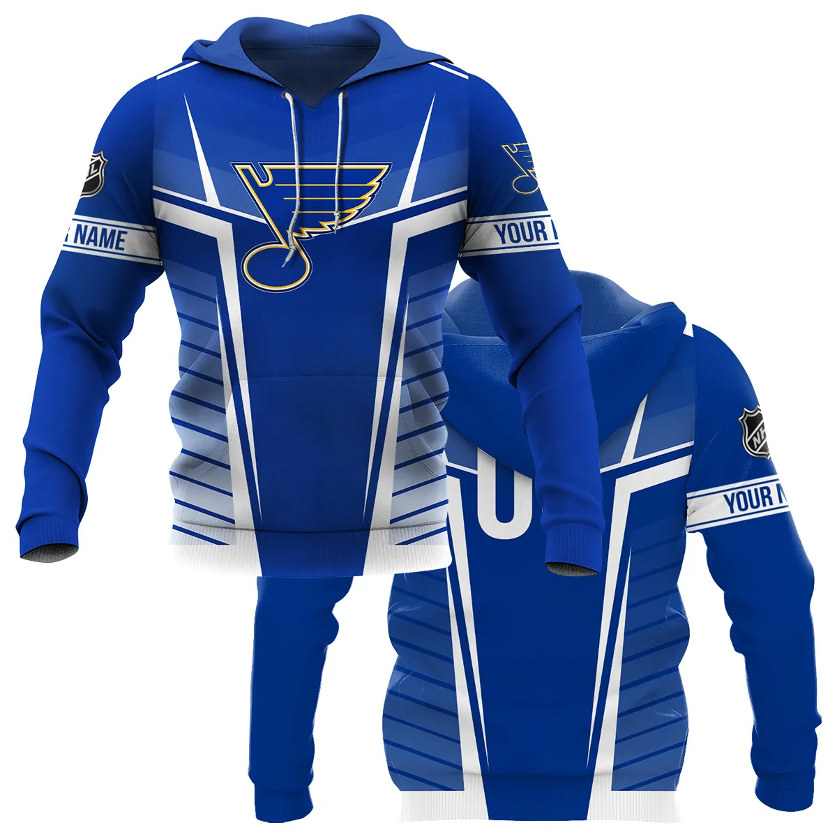Custom Name & Number NHL St. Louis Blues Exclusive All Over Prints QTNHL311024A1SLBHD - Hoodie