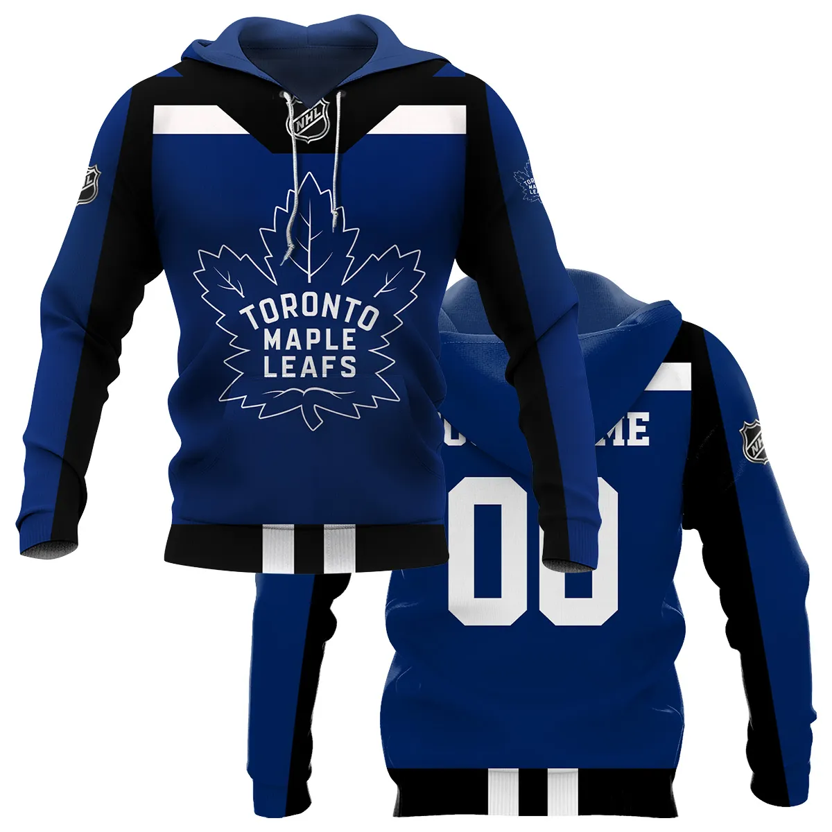 Custom Name & Number NHL Toronto Maple Leafs Exclusive All Over Prints HONHL3110A01TMLHD - Hoodie
