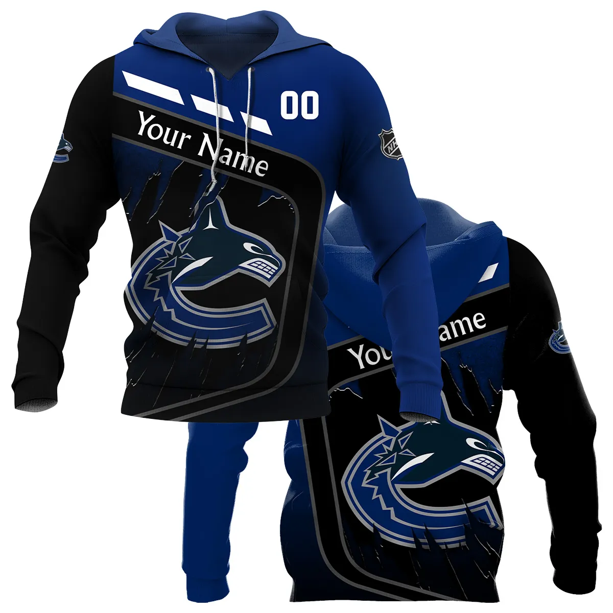 Custom Name & Number NHL Vancouver Canucks Exclusive All Over Prints BLNHL311024A1VCHD - Hoodie