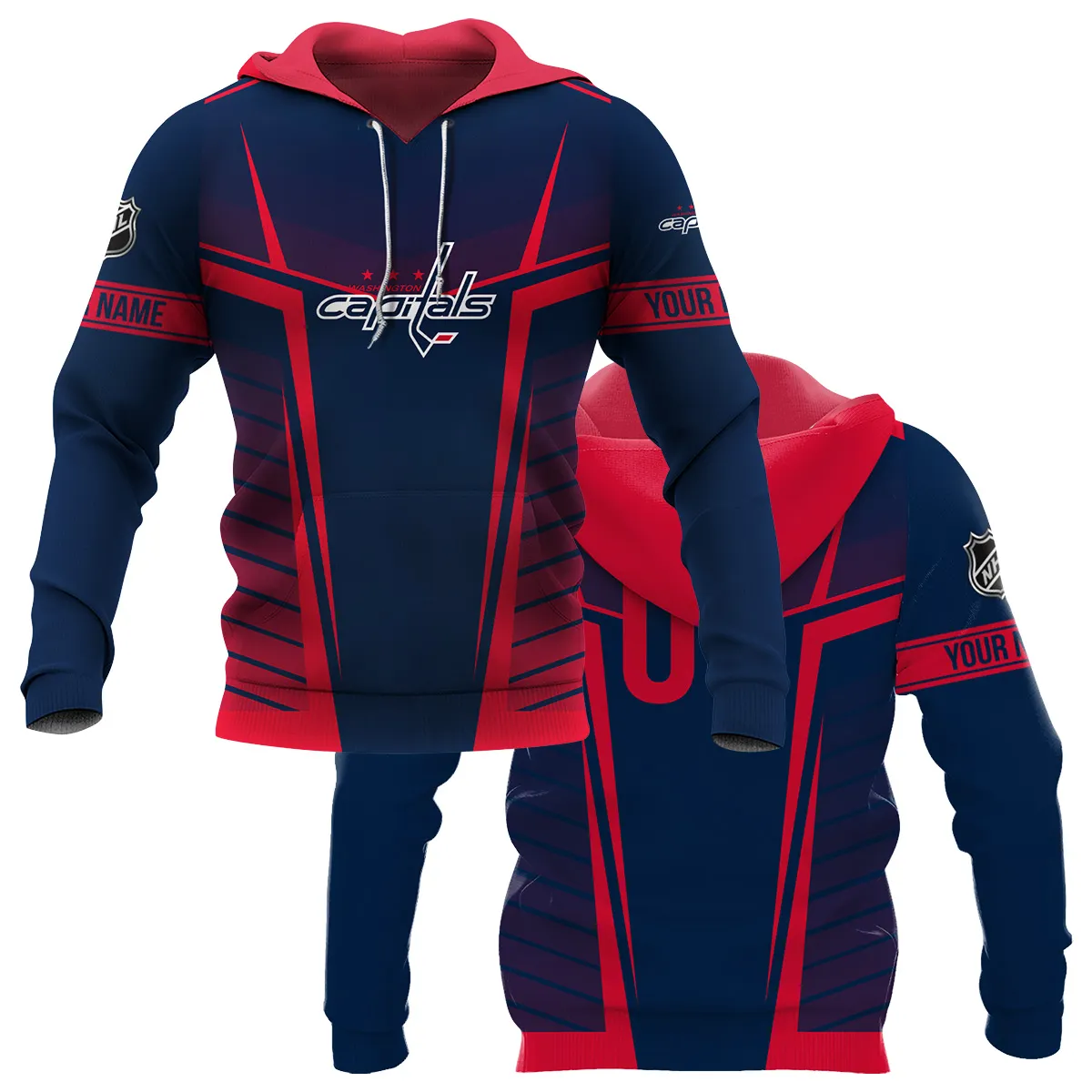 Custom Name & Number NHL Washington Capitals Exclusive All Over Prints QTNHL311024A1WCHD - Hoodie