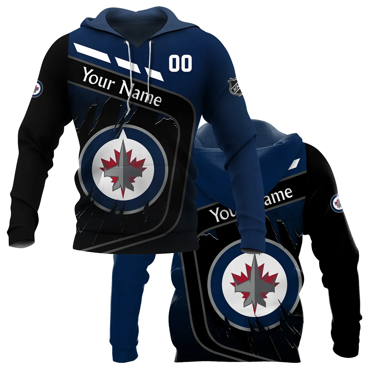 Custom Name & Number NHL Winnipeg Jets Exclusive All Over Prints BLNHL311024A1WJHD - Hoodie