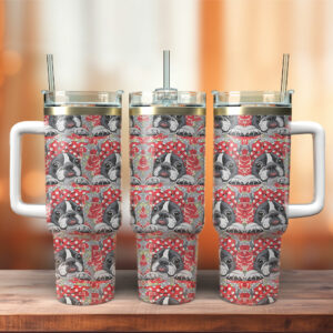 Cute Boston Terrierr Custom Stanley Quencher 40oz Stainless Steel Tumbler With Handle - Threewoofs