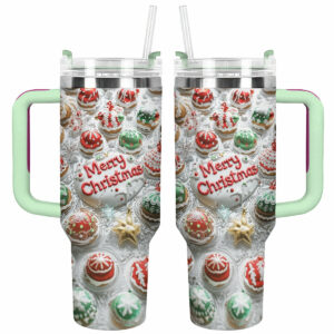 Cute Cake Christmas Custom Stanley Quencher 40oz Stainless Steel Tumbler With Handle - Threewoofs