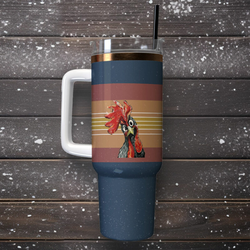 Cute Chicken Rooster Custom Stanley Quencher 40oz Stainless Steel Tumbler With Handle - Threewoofs - Image 2