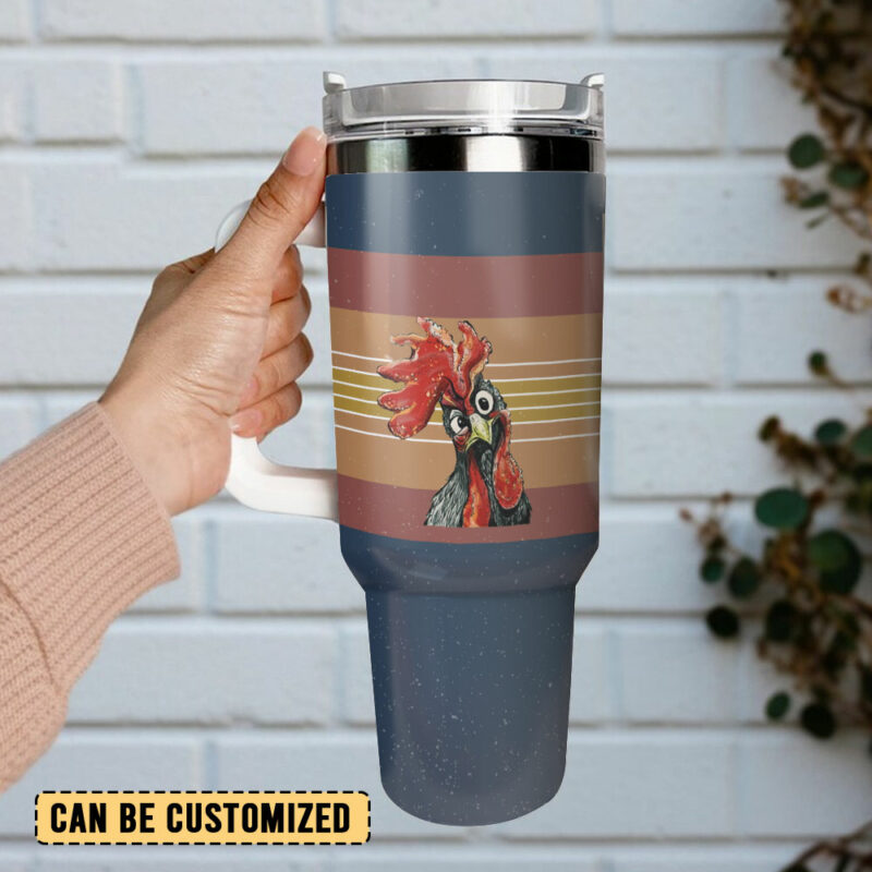 Cute Chicken Rooster Custom Stanley Quencher 40oz Stainless Steel Tumbler With Handle - Threewoofs - Image 3