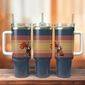Cute Chicken Rooster Custom Stanley Quencher 40oz Stainless Steel Tumbler With Handle - Threewoofs