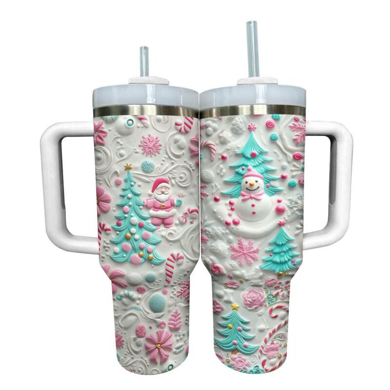 Cute Christmas Custom Stanley Quencher 40oz Stainless Steel Tumbler With Handle - Threewoofs - Image 3