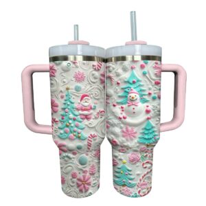 Cute Christmas Custom Stanley Quencher 40oz Stainless Steel Tumbler With Handle - Threewoofs