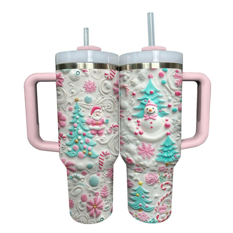 Cute Christmas Custom Stanley Quencher 40oz Stainless Steel Tumbler With Handle - Threewoofs