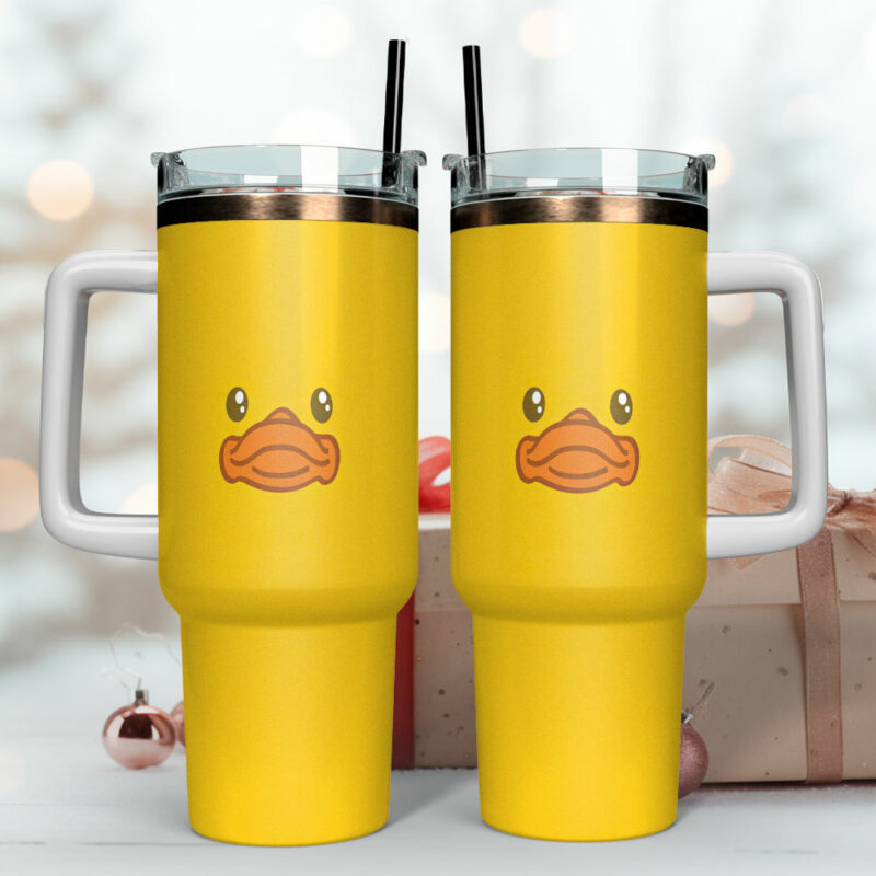 Cute Duck Custom Stanley Quencher 40oz Stainless Steel Tumbler With Handle - Threewoofs - Image 4