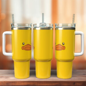 Cute Duck Custom Stanley Quencher 40oz Stainless Steel Tumbler With Handle - Threewoofs