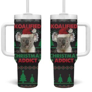 Cute Koala Koalified Christmas Addict Custom Stanley Quencher 40oz Stainless Steel Tumbler With Handle - Threewoofs
