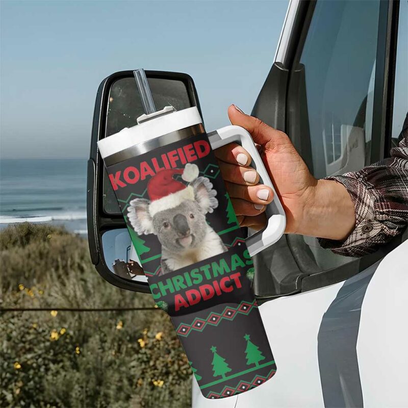 Cute Koala Koalified Christmas Addict Custom Stanley Quencher 40oz Stainless Steel Tumbler With Handle - Threewoofs - Image 7