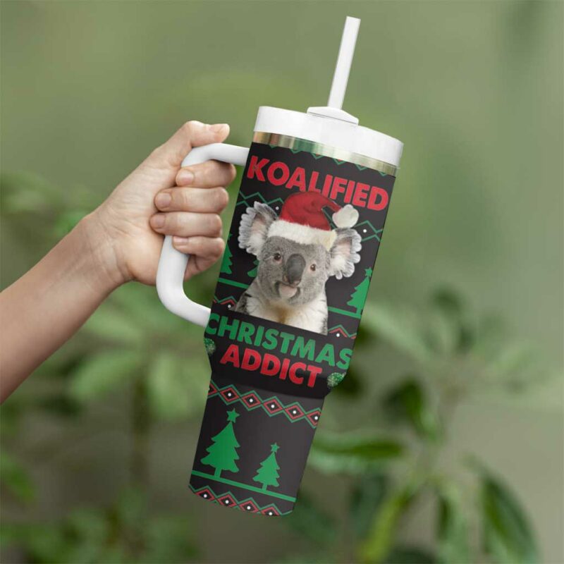 Cute Koala Koalified Christmas Addict Custom Stanley Quencher 40oz Stainless Steel Tumbler With Handle - Threewoofs - Image 3