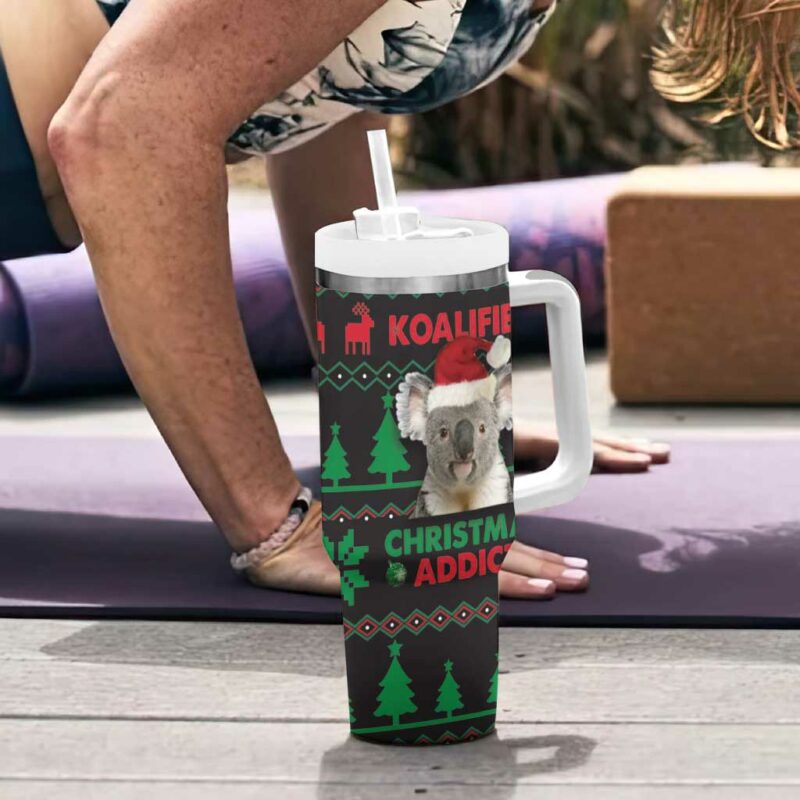 Cute Koala Koalified Christmas Addict Custom Stanley Quencher 40oz Stainless Steel Tumbler With Handle - Threewoofs - Image 6