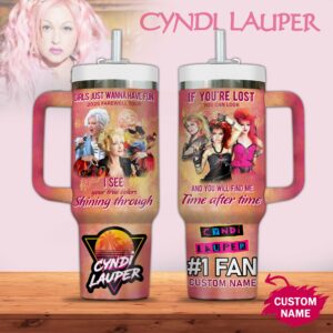 Cyndi Lauper Music Custom Stanley Quencher 40oz Stainless Steel Tumbler With Handle - Threewoofs